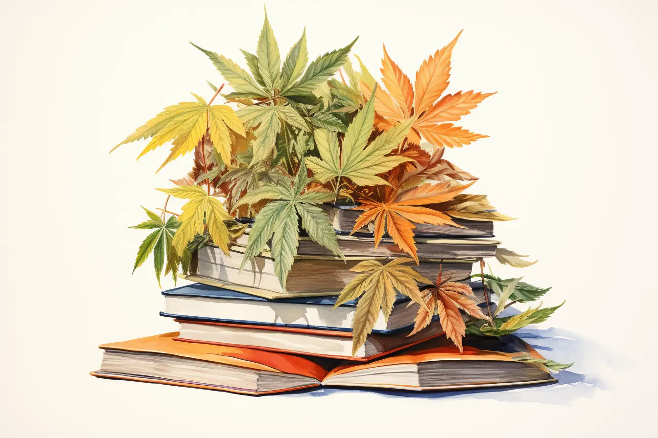 Die Pflanze, die viele Namen besitzt, ist Cannabis. Sie macht das Lesen von farbenfrohen Büchern interessanter, wenn sie diese verziert.